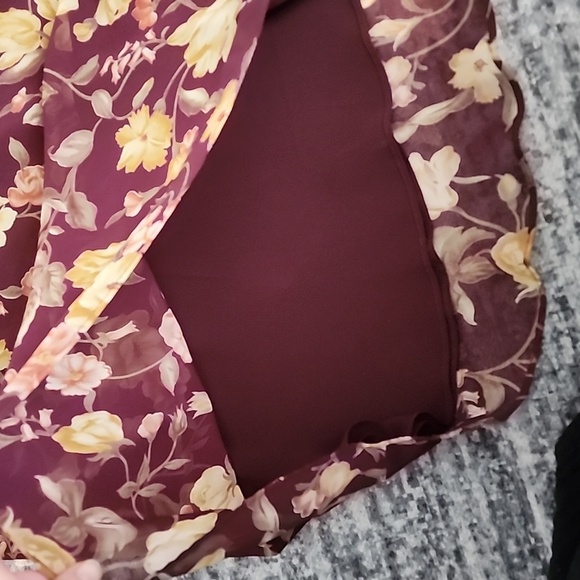 Vintage maroon and gold floral rose maxi skirt - Picture 7 of 8